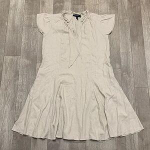 Ellen Tracy Linen Blend Raglan‎ Sleeve V-Neck A-Line Casual Summer Sun Dress